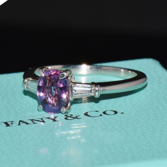 Tiffany & Co. Jewelry - TIFFANY & CO. GIA CERTIFIED NATURAL 1.36CTS DIAMOND SAPPHIRE PLATINUM RING